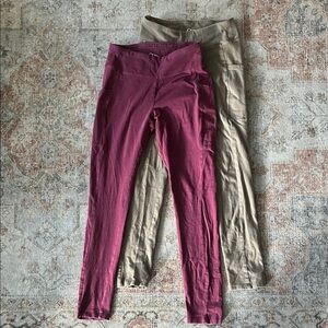 Art Class Burgundy and Tan Leggings Set